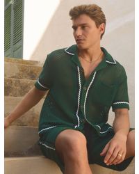 Reiss - X Ché Crochet Contrast Trim Cuban Collar Shirt - Lyst