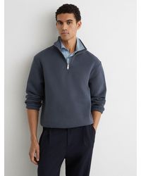 Reiss - Cotton-Blend Washed Half-Zip Sweatshirt - Lyst