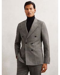 Reiss - Wool Double-Breasted Check Tailored-Fit Suit Blazer - Lyst