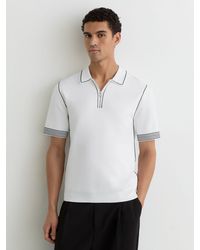 Reiss - Stitch-Detail Half-Zip Polo Shirt - Lyst
