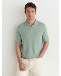 Reiss - Pigment-Dyed Merino Wool Open-Collar Polo Shirt - Lyst