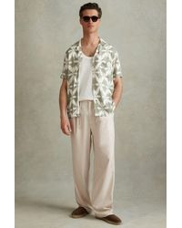Reiss - Arden - Stone Relaxed Twill Drawstring Trousers - Lyst