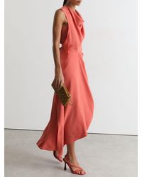 Reiss - Drape-Detail Sleeveless Midi Dress - Lyst