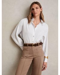Reiss - Callie - White Cotton Button Through Oxford Shirt, Us 12 - Lyst