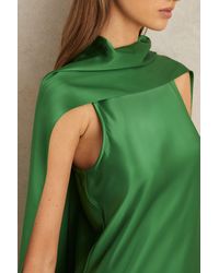 Reiss - Fae - Green Satin Cape Maxi Dress, Us 6 - Lyst