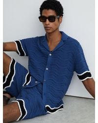 Reiss - Cotton-Blend Wave-Knit Tipped Shirt - Lyst