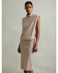 Reiss - Petite Knitted Wool-Cashmere Blouson Top Midi Dress - Lyst