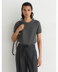 Reiss - Cotton And Wool Short-Sleeve Knit Top - Lyst