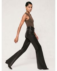 Reiss - Petite Leather High-Rise Flared Trousers - Lyst