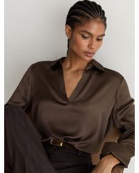 Reiss - Silk Open-Collar Blouse - Lyst