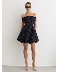 Reiss - Polka-Dot Off-Shoulder Mini Dress - Lyst