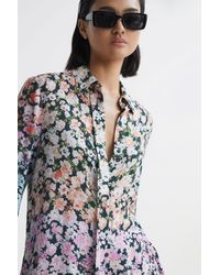 Reiss - Serena - Multi Floral Print Concealed Button Shirt, Us 6 - Lyst