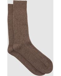 Reiss - Wool-Blend Ribbed Socks With Cashmere, S & M - Lyst