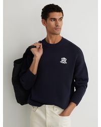 Reiss - Monogram-Embroidered Relaxed Jumper - Lyst