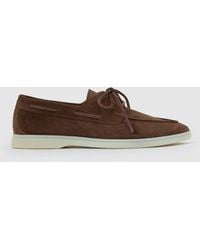 Reiss - Suede Lace-Up Boat Shoes - Lyst