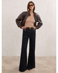 Reiss - Ria - Dark Blue Flared Pocket-detail Jeans, 34w X 31l (uk 34 R) - Lyst