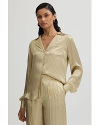 PAIGE - Capriana Long Sleeve Shirt Silk Striped - Lyst