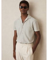 Reiss - Soft Textured-Stripe Cuban-Collar Shirt - Lyst