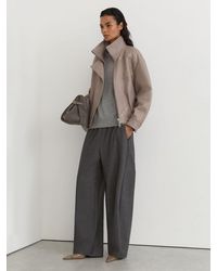 Reiss - Petite Textured Leather Oversized Jacket - Lyst