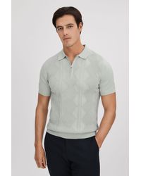 Reiss - Tropic - Pistachio Cotton Half-zip Polo Shirt, M - Lyst
