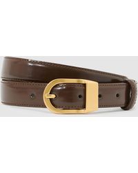 Reiss - Hazel - Chocolate Leather Curved-buckle Belt, S (us 4-6) - Lyst