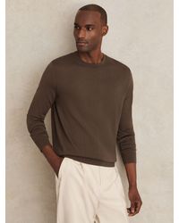 Reiss - Wessex - Chocolate Brown Merino-wool Crew-neck Jumper, S - Lyst