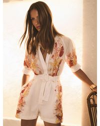 Reiss - X Nybg Ramie Butterfly-Print Playsuit - Lyst