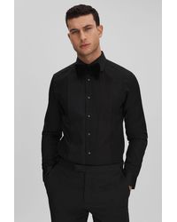 Reiss - Marcel - Black Slim Fit Cottonla Tuxedo Shirt - Lyst