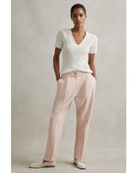 Reiss - Farrah - Pink Blend Tapered Suit Trousers - Lyst