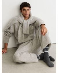 Reiss - Maurice - Charcoal Grey/white Monogram Cotton-blend Rib Sport Socks, M-l - Lyst