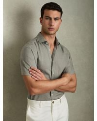 Reiss - Slim Fit Linen Button-Through Shirt - Lyst