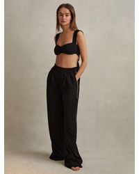 Reiss - Elasticated Side Stripe Wide Leg Trousers - Lyst