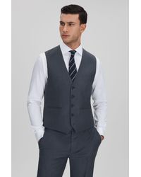 Reiss - Humble - Airforce Blue Slim Fit Single Breasted Wool Waistcoat - Lyst