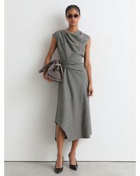 Reiss - Petite Wool-Blend Check Tailored Midi Dress - Lyst