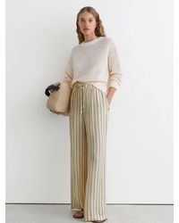 Reiss - Neutral & Lyocell Striped Wide-Leg Trousers - Lyst