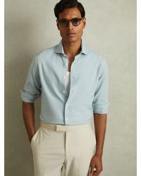 Reiss - Textured Garment Dyed Button-Through Shirt - Lyst