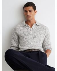 Reiss - Wool-Blend Speckled-Knit Half-Button Jumper - Lyst