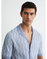 Reiss - Wave-Knit Cuban-Collar Shirt - Lyst