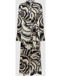 Reiss Snake Print Belted Midi Dress in Natural | Lyst