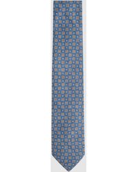 Reiss - Venice - Airforce Blue Melange Silk Medallion Tie, One - Lyst