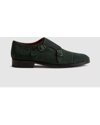 Reiss - Amalfi - Forest Green Suede Double Monk Strap Shoes - Lyst