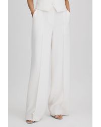Reiss - Sienna - White Crepe Wide Leg Suit Trousers - Lyst