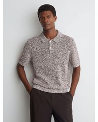 Reiss - Camel Cotton-Blend Half-Button Marled Polo - Lyst