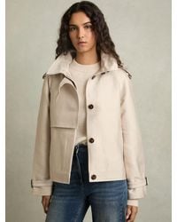 Reiss - Short Trench Coat With Cotton - Lyst