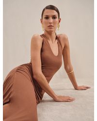 Reiss - Ruched Jersey Midi Dress - Lyst