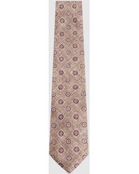 Reiss - Vasari - Oatmeal/rose Silk Medallion Print Tie, One - Lyst