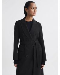 Reiss - Arla Double-Breasted Belted Wool-Blend Coat - Lyst