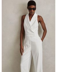 Reiss - Double Breasted Satin Tux Jumpsuit - Lyst