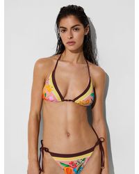 Reiss - Tina - Pink Floral-print Triangle Bikini Top, Us 0 - Lyst