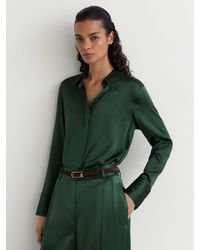 Reiss - Silk-Satin Concealed-Placket Shirt - Lyst